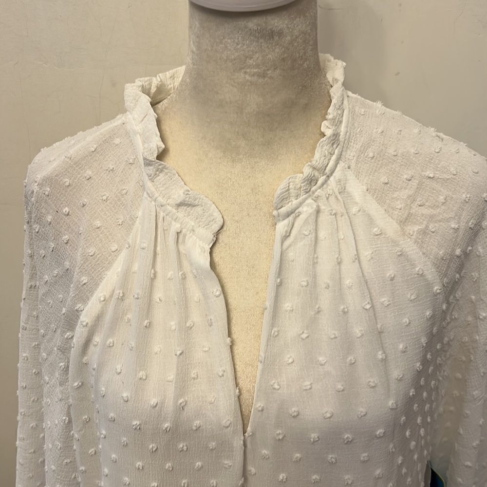 CeCe ecru long sleeve tired dress Size S New - Picture 2 of 11